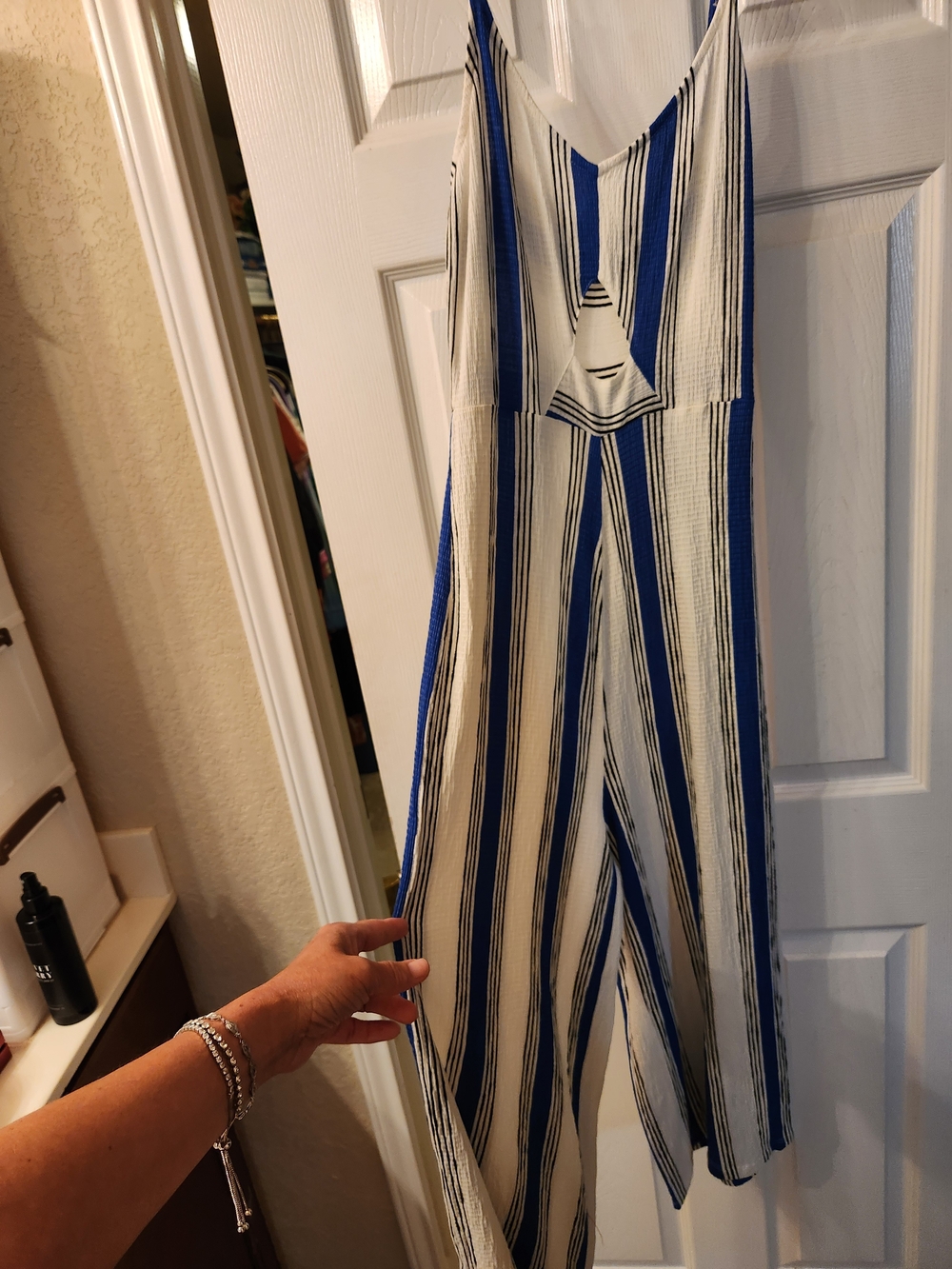 #BACK TO SCHOOL SALE# One-Piece Jumpsuit in Blue and White